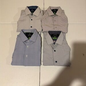 Lot Of 4 Tom Baine Slim Fit Button Down Dress Shirts Men’s Size L (16.5)